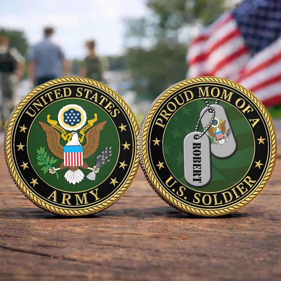 Proud Mom Of A US Soldier Custom Challenge Coin Gift For Proud Military Mom Dad Grandma Coin H2511 Trna