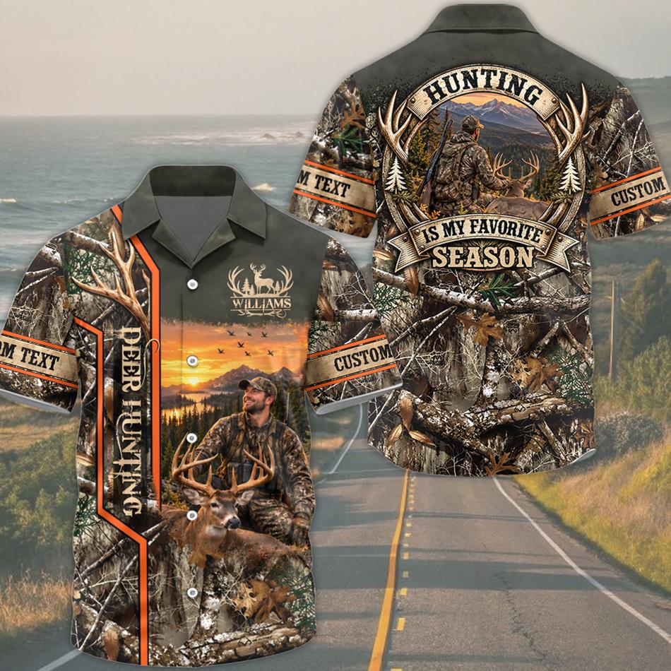 Personalized Hunting Shirt, Hunting Is My Favorite Season All Over Print Shirt Custom Photo Shirt, Camo Hunting Gift for Men H2511 Trna