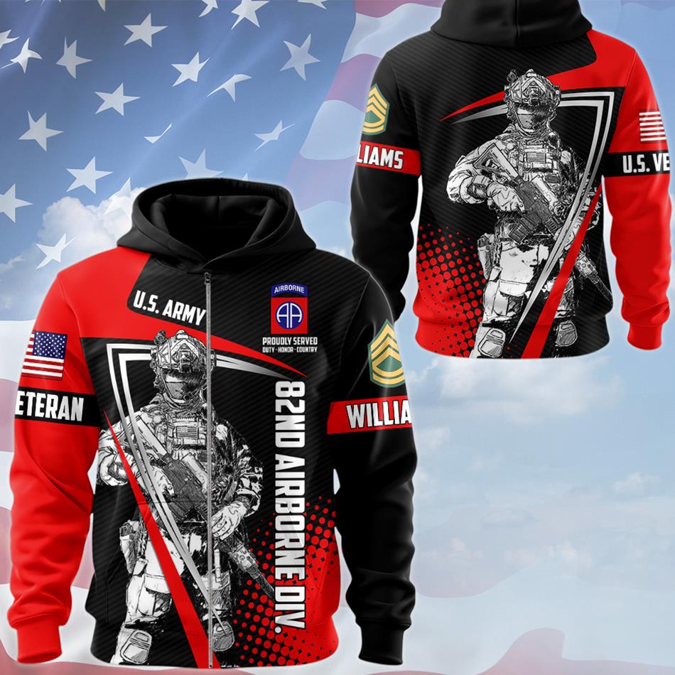 Personalized Proudly Served Duty Honor Country All Over Print Shirt Hoodie For Soldier Veterans Day Patriot Day Shirt H2511 Trna