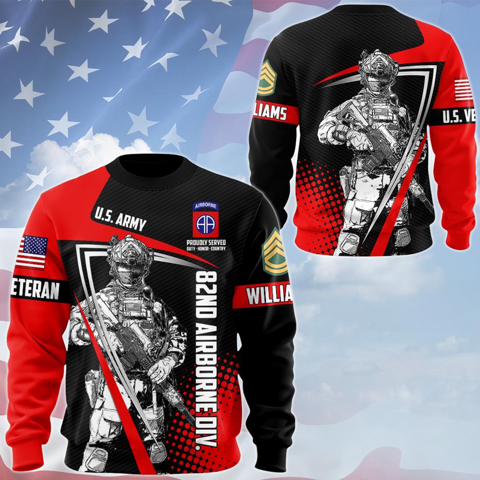 Personalized Proudly Served Duty Honor Country All Over Print Shirt Hoodie For Soldier Veterans Day Patriot Day Shirt H2511 Trna