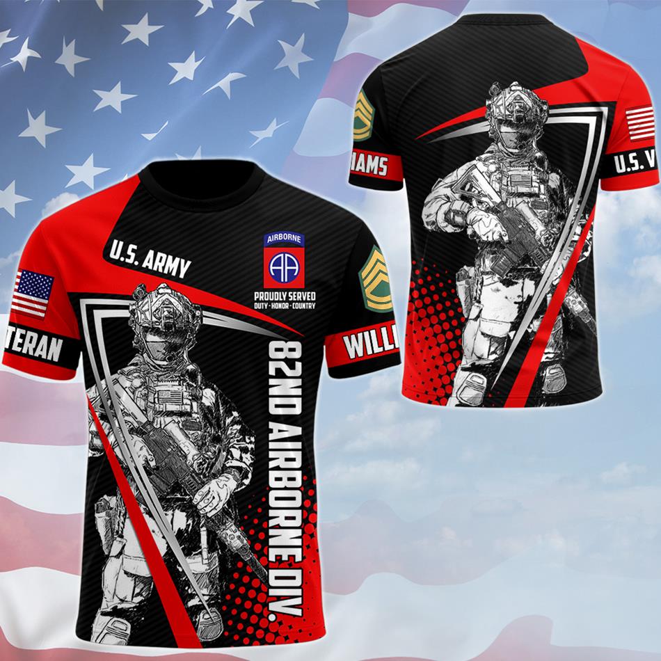Personalized Proudly Served Duty Honor Country All Over Print Shirt Hoodie For Soldier Veterans Day Patriot Day Shirt H2511 Trna