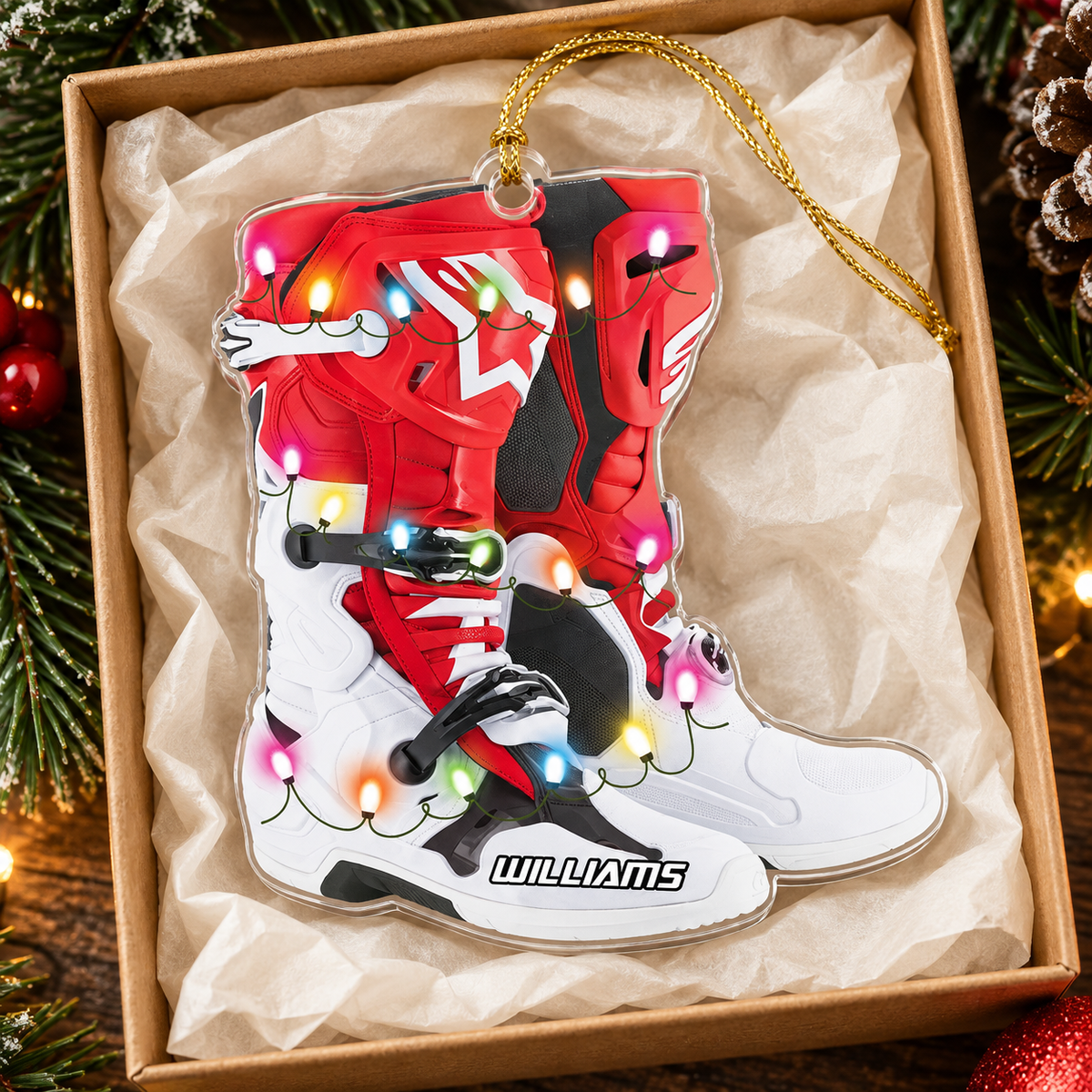 Personalized Ornament Motocross Boots Custom Shaped Ornament, Made By Acrylic And The 2 Sides Are The Same H2511