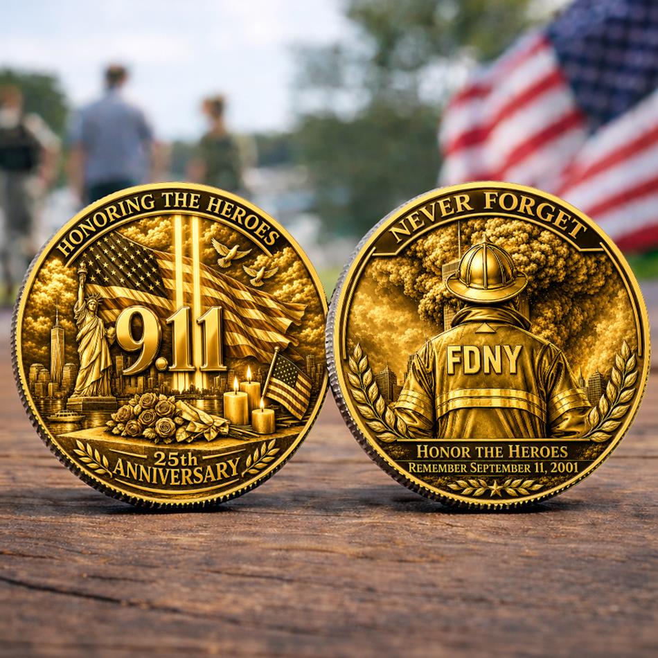 Never Forget Honoring The Heroes 25th Anniversary 9-11 Remember Coin Gift For Firefighter H2511 Trna