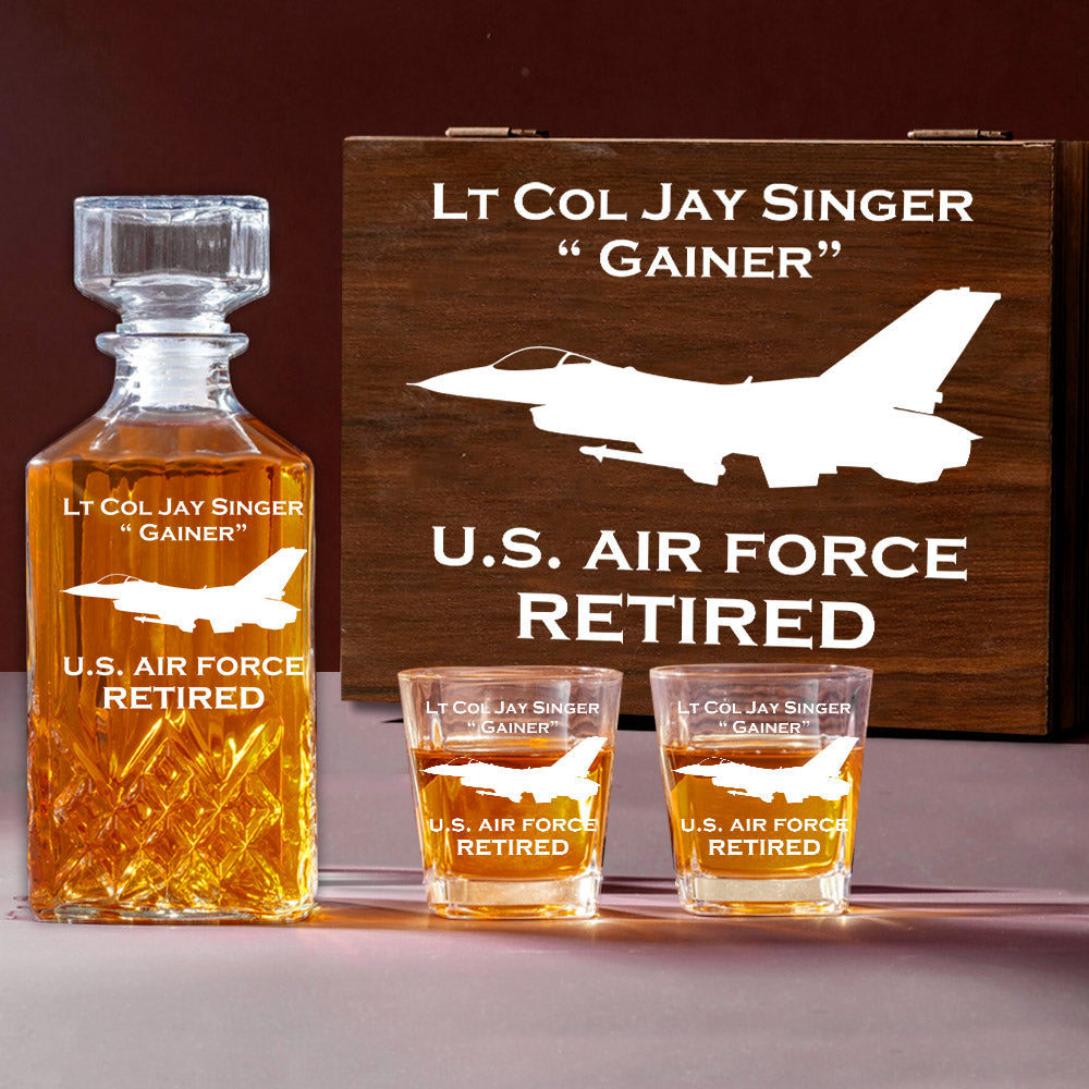 Personalized Military Vehicles Whiskey Decanter Set Gift For Military Veteran Dad Grandpa H2511