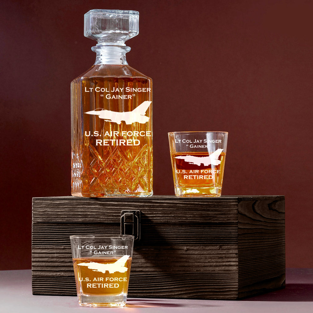Personalized Military Vehicles Whiskey Decanter Set Gift For Military Veteran Dad Grandpa H2511