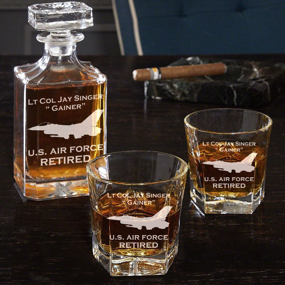 Personalized Military Vehicles Whiskey Decanter Set Gift For Military Veteran Dad Grandpa H2511