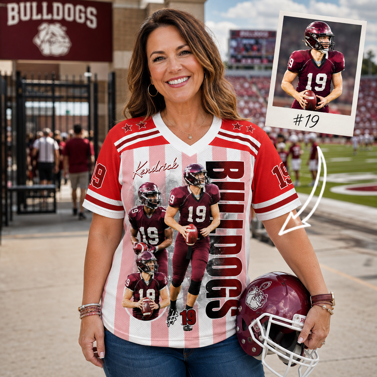 Personalized Football Mom Jersey with Photo, Name & Number, Gift For Football Mom Football Lovers MI209 Pt99
