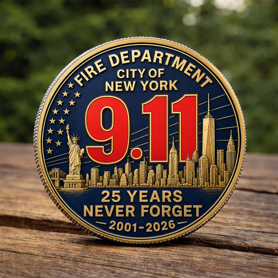 FDNY Never Forget 25 Years Anniversary The Bravest 2001-2026 Coin Gift For Firefighter H2511 Trna
