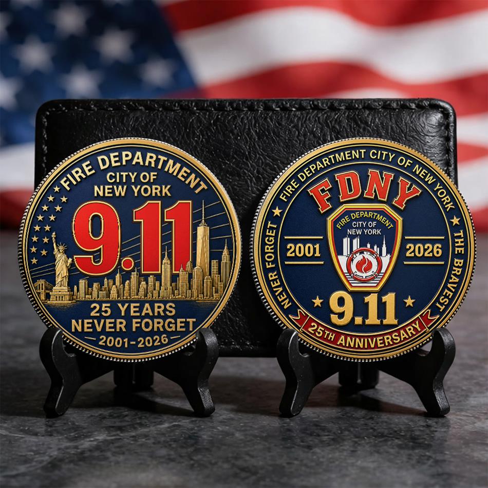 FDNY Never Forget 25 Years Anniversary The Bravest 2001-2026 Coin Gift For Firefighter H2511 Trna