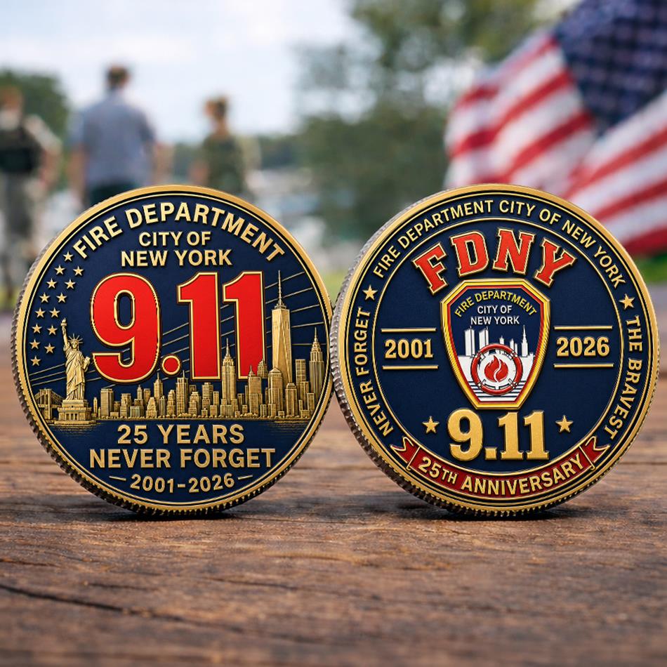 FDNY Never Forget 25 Years Anniversary The Bravest 2001-2026 Coin Gift For Firefighter H2511 Trna