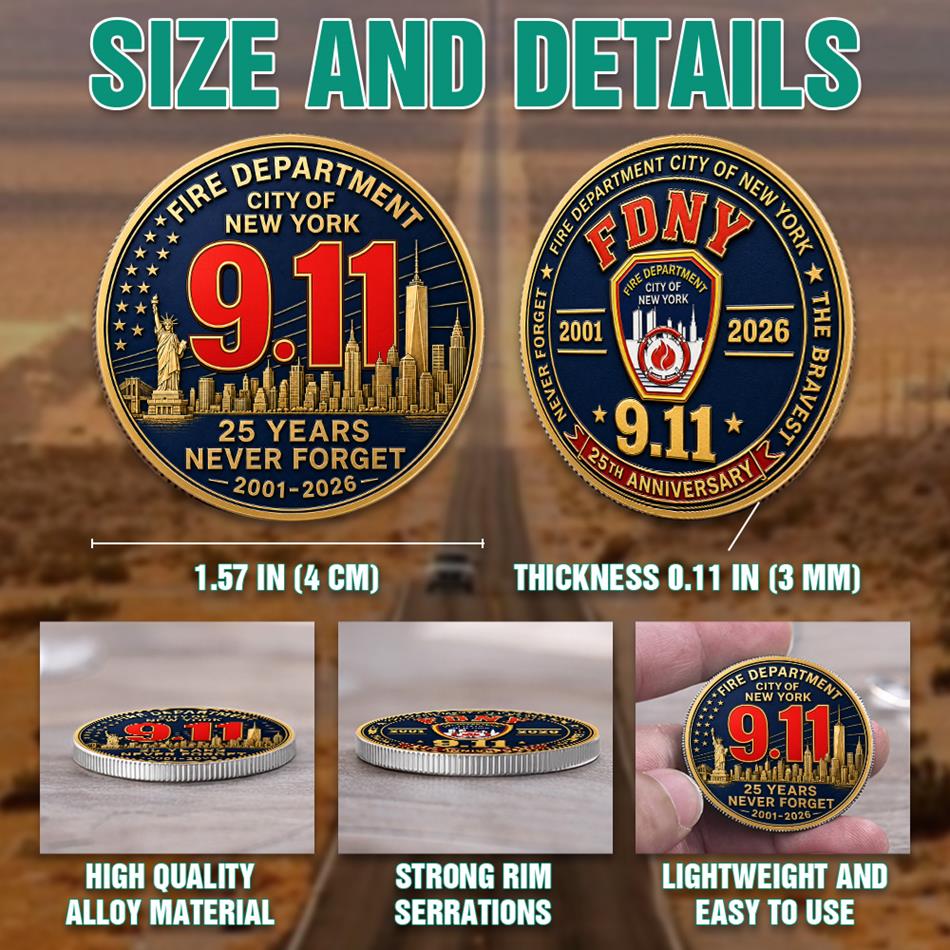 FDNY Never Forget 25 Years Anniversary The Bravest 2001-2026 Coin Gift For Firefighter H2511 Trna