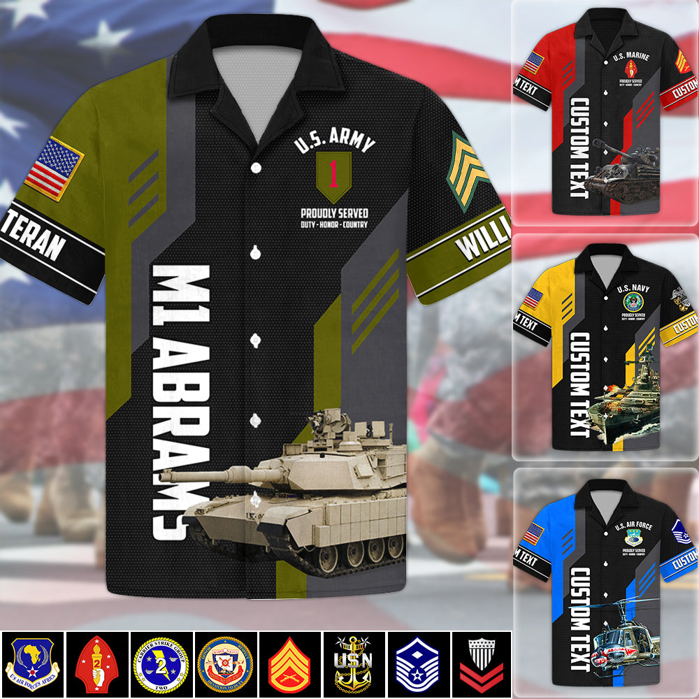 Personalized Military Veteran Equipment All Over Print Shirt Polo Custom Vehicle, Aircraft, Naval Vessels Gift For Veteran H2511 Trna