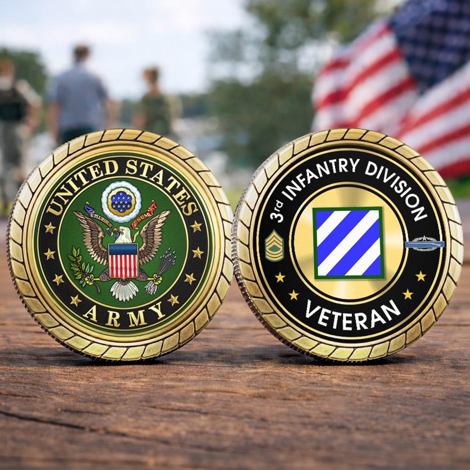 Personalized Division Rank Veteran Challenge Coin Gift for US Military Veteran, Commemorative Coin For Veterans H2511 Trna