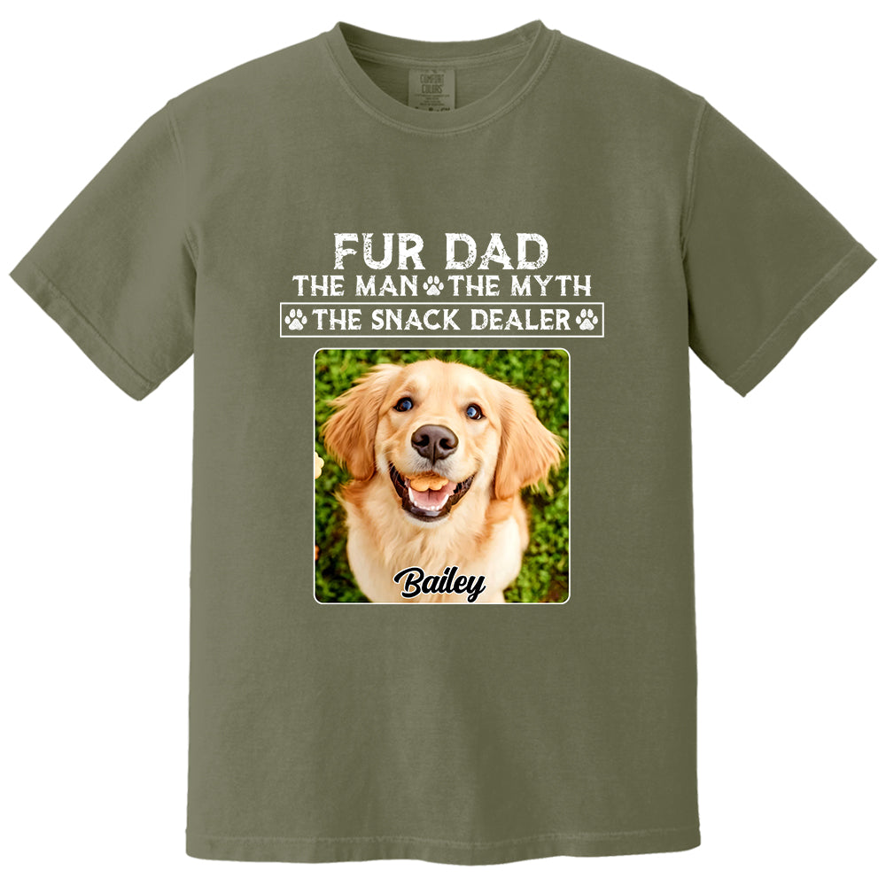 Funny Dog Dad Shirt with Pet Name and Photo Custom Dog Photo Shirt for Daddy, Father's Day Dog Lover Shirt, Snack Dealer Tee for Men Vh01