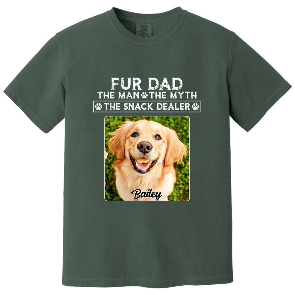 Funny Dog Dad Shirt with Pet Name and Photo Custom Dog Photo Shirt for Daddy, Father's Day Dog Lover Shirt, Snack Dealer Tee for Men Vh01