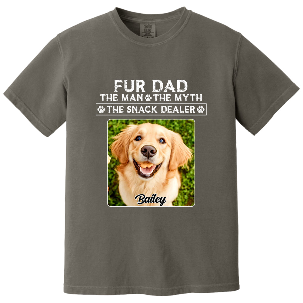Funny Dog Dad Shirt with Pet Name and Photo Custom Dog Photo Shirt for Daddy, Father's Day Dog Lover Shirt, Snack Dealer Tee for Men Vh01