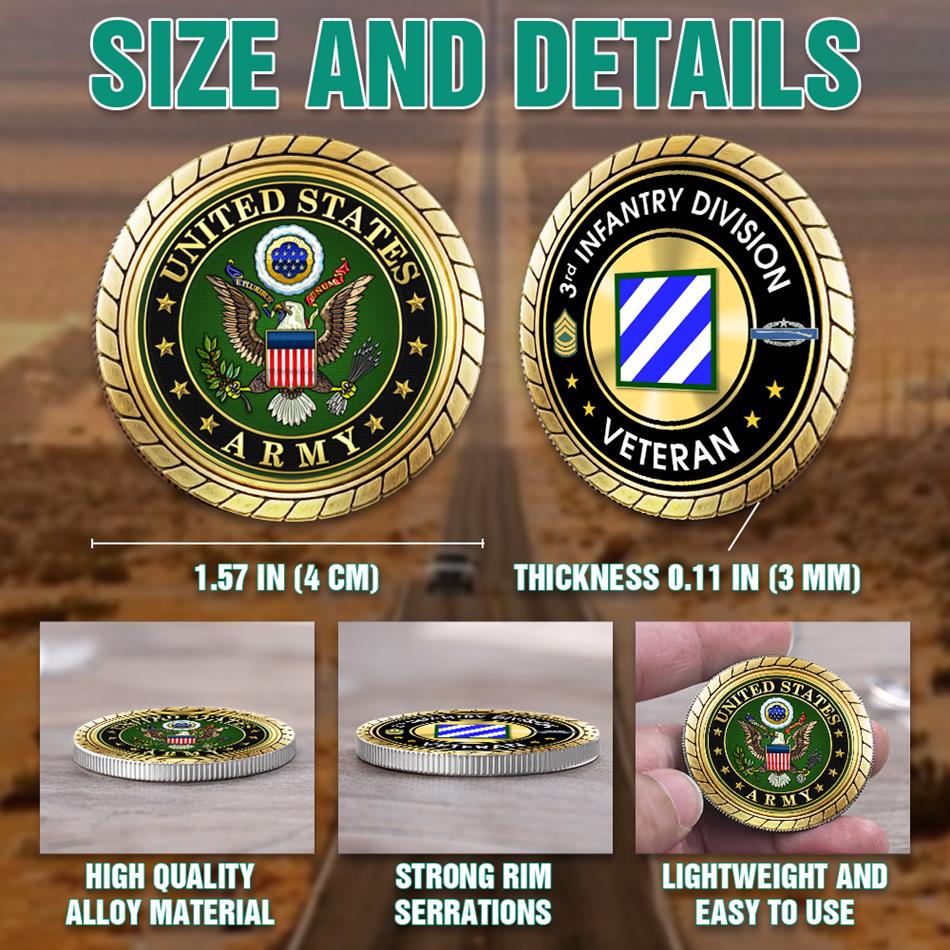 Personalized Division Rank Veteran Challenge Coin Gift for US Military Veteran, Commemorative Coin For Veterans H2511 Trna
