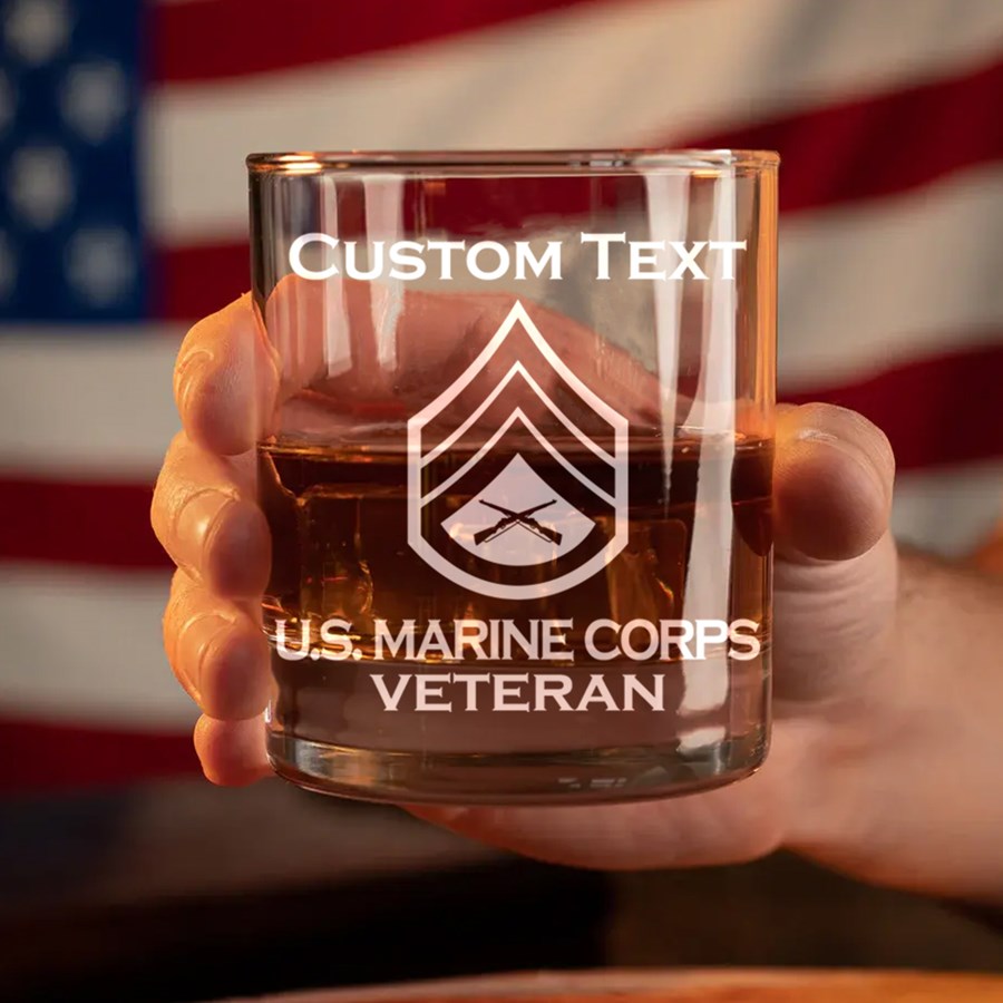 Veteran Personalized Engraved Whiskey Glass Custom All Branches Gift For Veterans H2511 Trna
