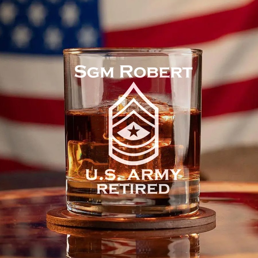Veteran Personalized Engraved Whiskey Glass Custom All Branches Gift For Veterans H2511 Trna