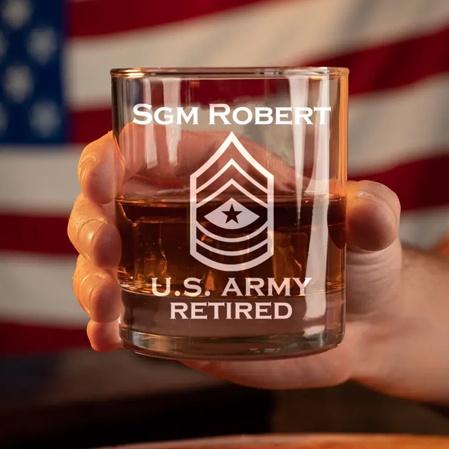Veteran Personalized Engraved Whiskey Glass Custom All Branches Gift For Veterans H2511 Trna