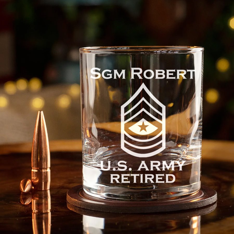 Veteran Personalized Engraved Whiskey Glass Custom All Branches Gift For Veterans H2511 Trna