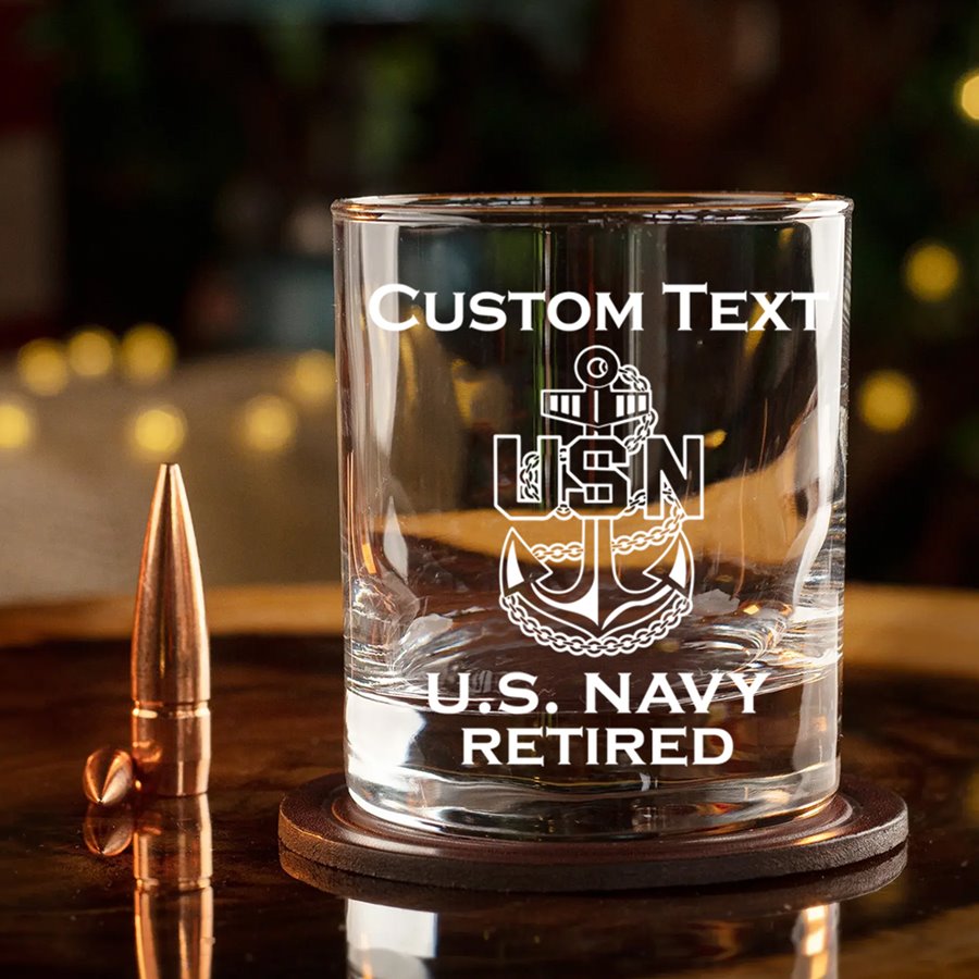 Veteran Personalized Engraved Whiskey Glass Custom All Branches Gift For Veterans H2511 Trna