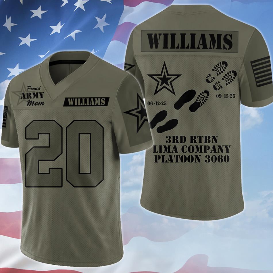 Proud Army Mom Dad Personalized Jersey Football For Military Family Shirt Gift Graduation Jersey H2511
