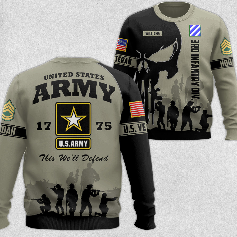 Veteran Skull All Over Print Shirt Custom Division All Branches Gift For Soldier Veteran H2511