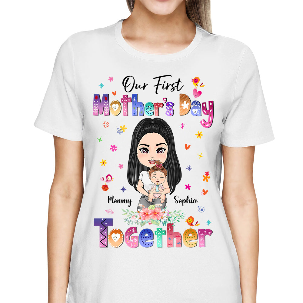 Our First Mother's Day Together Custom Baby Onesie and Shirt For New Mom Mother Day Gift H2511