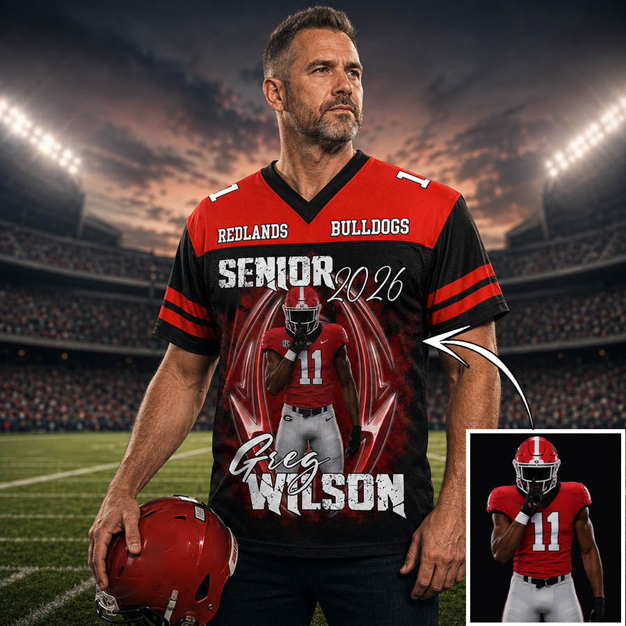 Personalized Senior Football Mom Jersey with Custom Player Photo, Name & Number – Class of 2026 Game Day Gift for Football Family