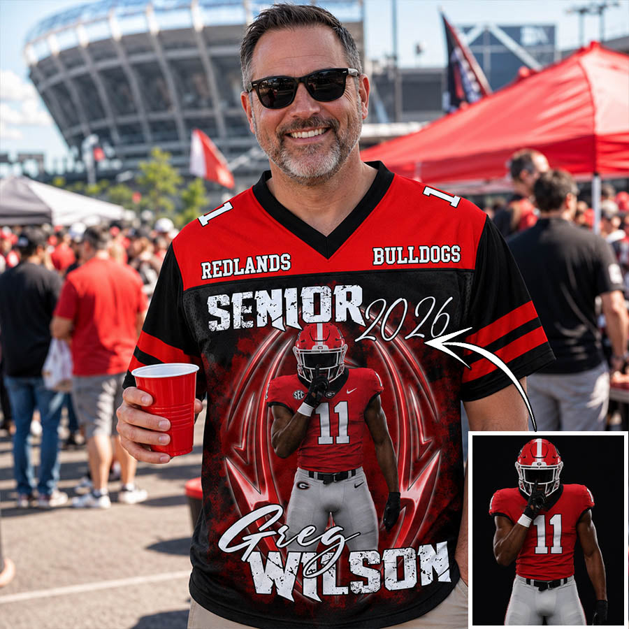 Personalized Senior Football Mom Jersey with Custom Player Photo, Name & Number – Class of 2026 Game Day Gift for Football Family