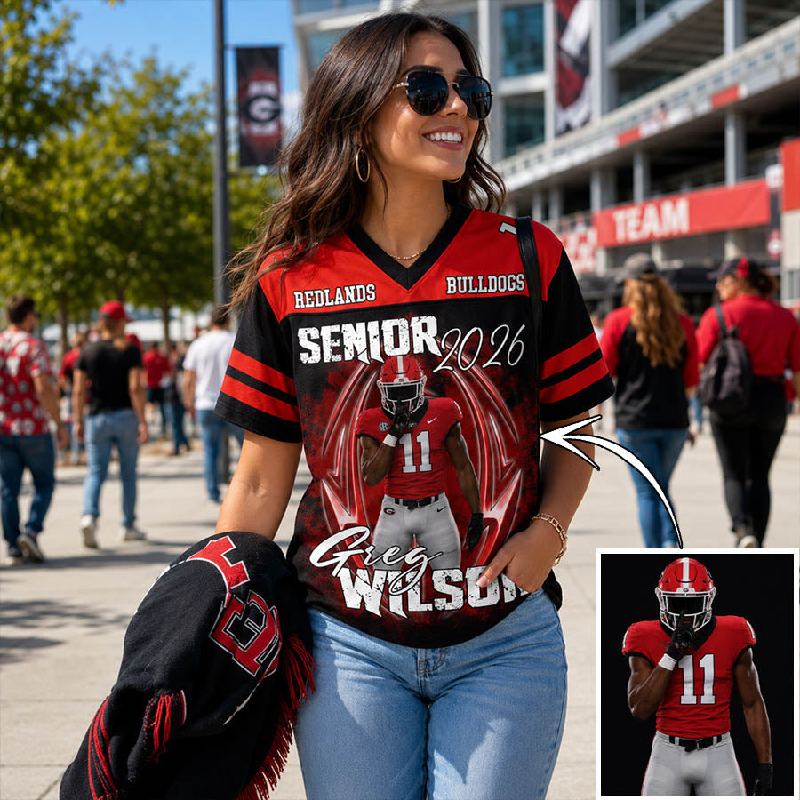 Personalized Senior Football Mom Jersey with Custom Player Photo, Name & Number – Class of 2026 Game Day Gift for Football Family