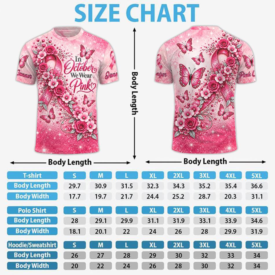 In October We Wear Pink Custom All Over Print Shirt For Breast Cancer Awareness Month Cancer Warrior Survivor Support Shirt H2511 Trna