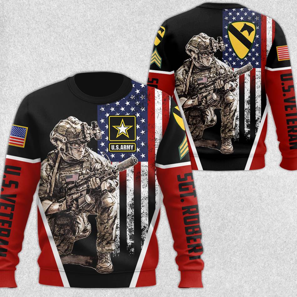 Custom All Over Print Shirt Hoodie Gift For Soldier Veteran Personalized All Branches Division H2511