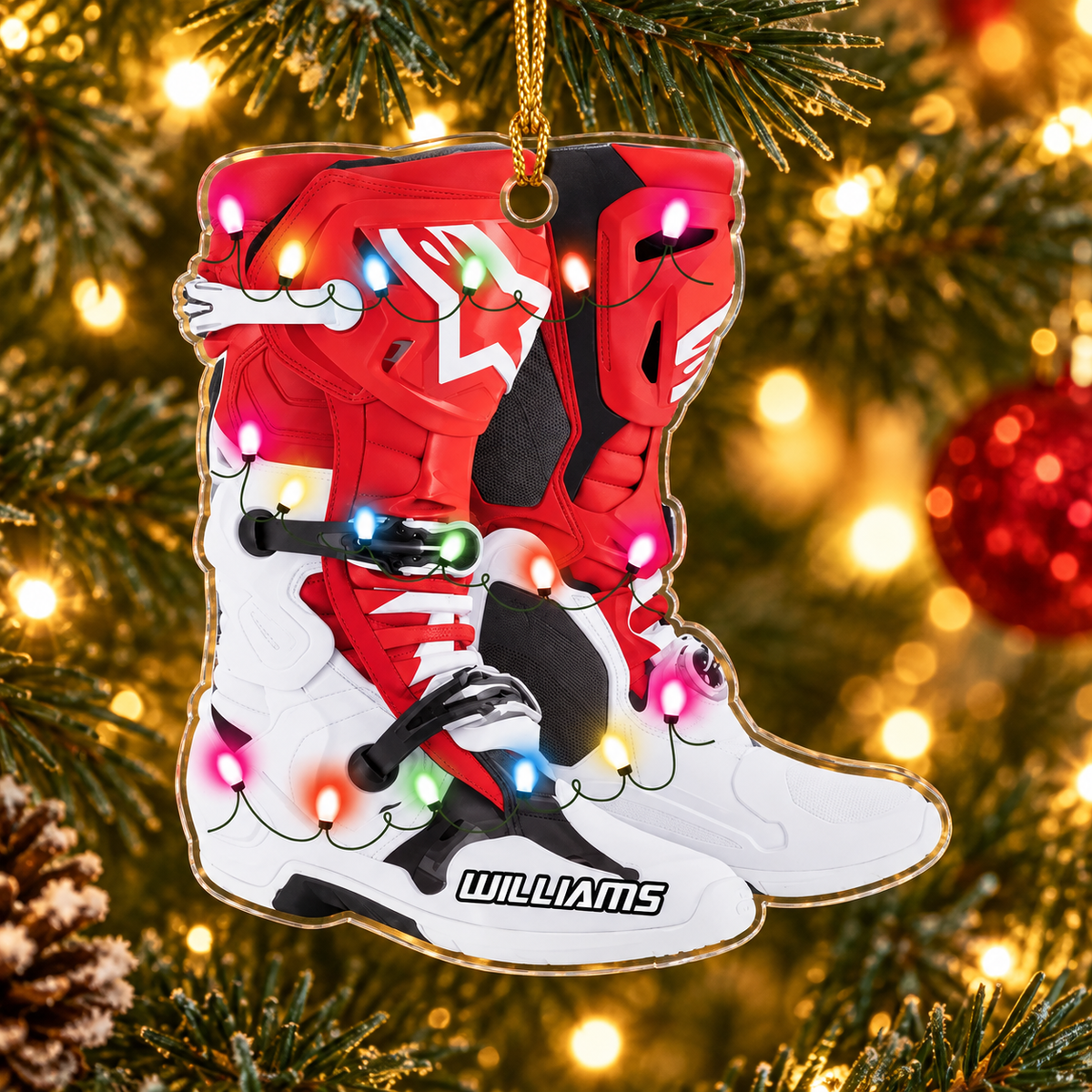 Personalized Ornament Motocross Boots Custom Shaped Ornament, Made By Acrylic And The 2 Sides Are The Same H2511