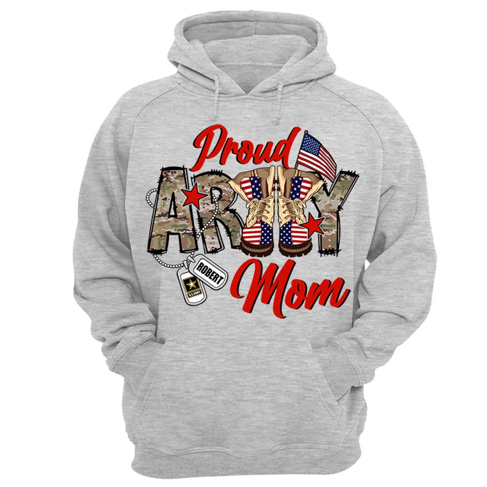 Proud Army Mom Wife Sister Grandma...Custom Soldier's Name 4th July Proud Military Shirt Flag Combat Boots Shirt H2511 Trna