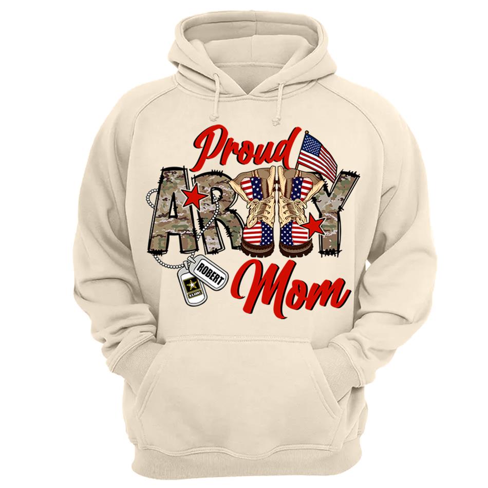 Proud Army Mom Wife Sister Grandma...Custom Soldier's Name 4th July Proud Military Shirt Flag Combat Boots Shirt H2511 Trna