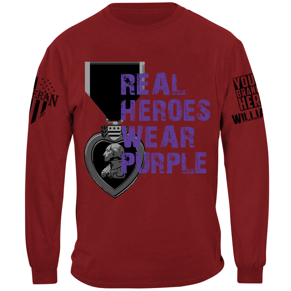 Real Heroes Wear Purple Custom Shirt For Combat Wounder Veteran Purple Heart Day Shirt H2511