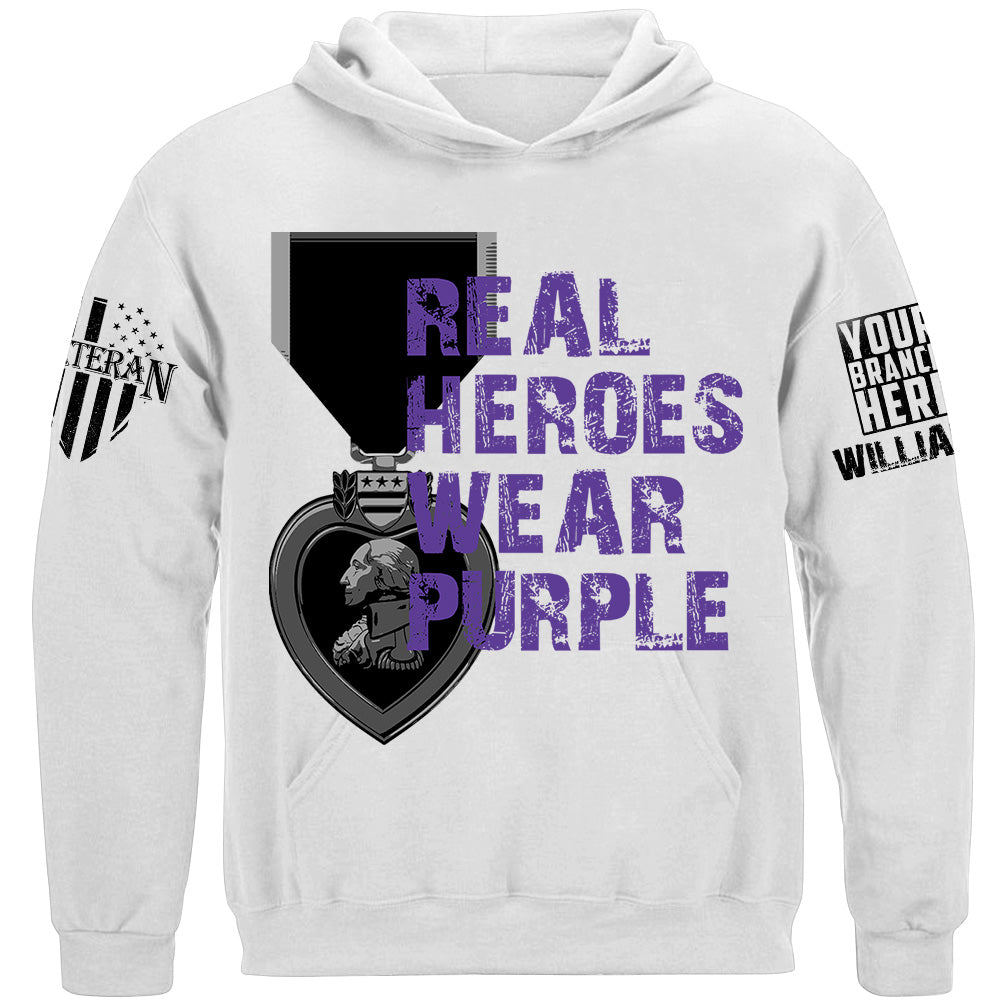 Real Heroes Wear Purple Custom Shirt For Combat Wounder Veteran Purple Heart Day Shirt H2511