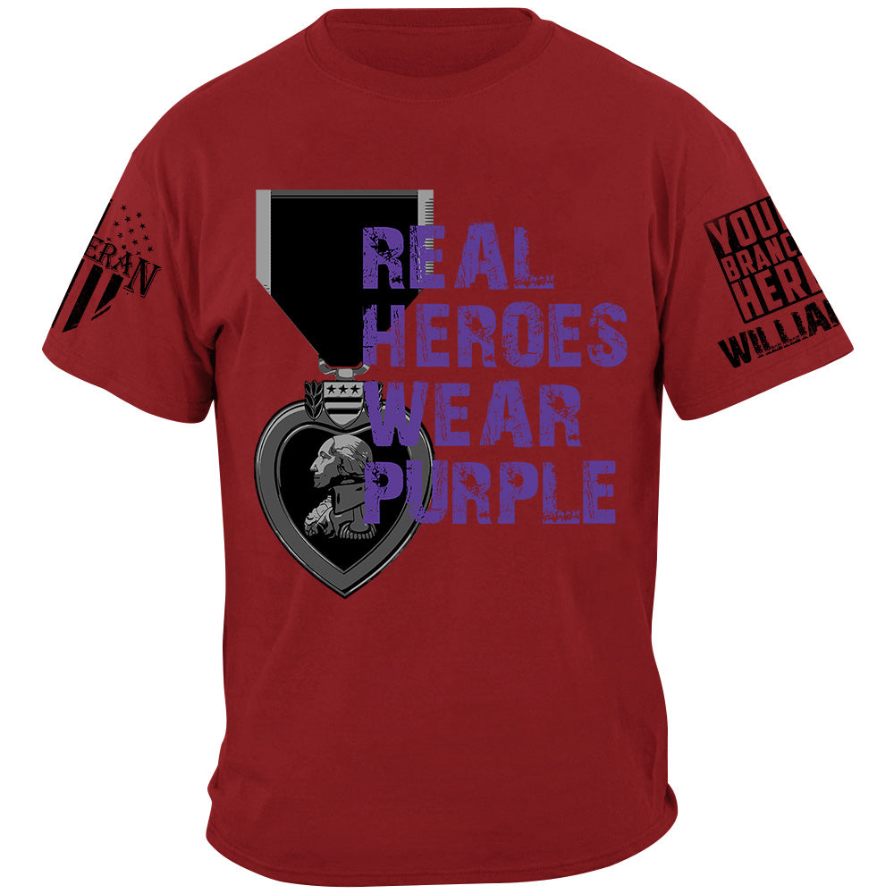 Real Heroes Wear Purple Custom Shirt For Combat Wounder Veteran Purple Heart Day Shirt H2511