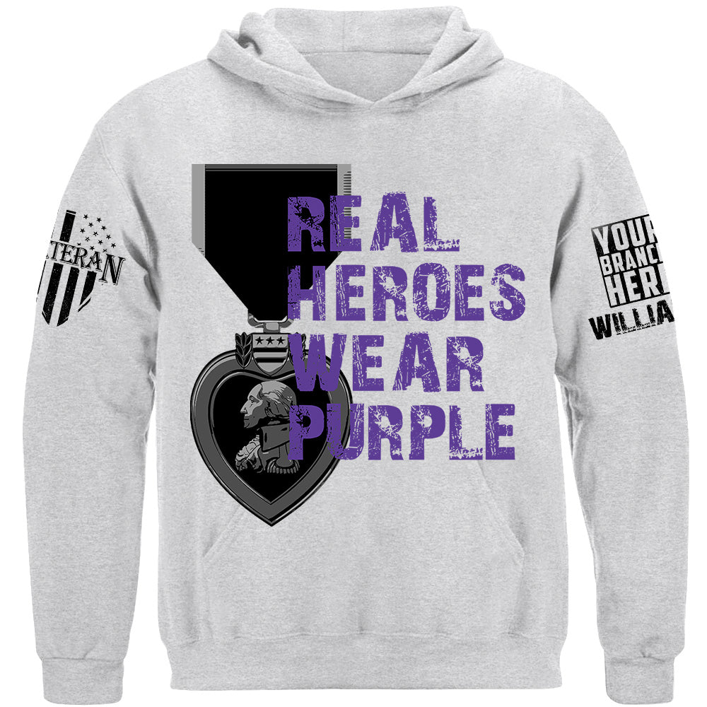 Real Heroes Wear Purple Custom Shirt For Combat Wounder Veteran Purple Heart Day Shirt H2511