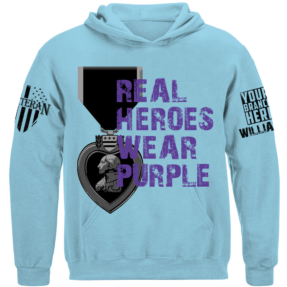 Real Heroes Wear Purple Custom Shirt For Combat Wounder Veteran Purple Heart Day Shirt H2511