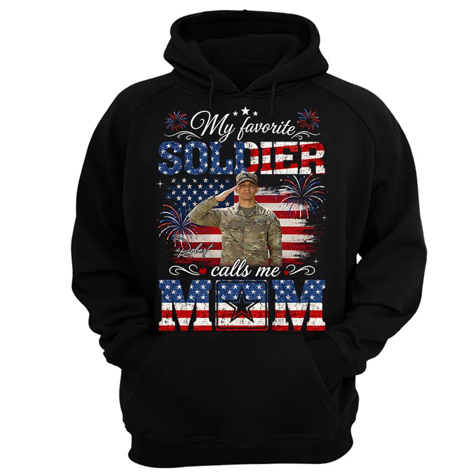 My Favorite Soldier Calls Me Mom Custom Photo Shirt For Proud Mom Dad Grandma 4Th July Shirt H2511 Trna