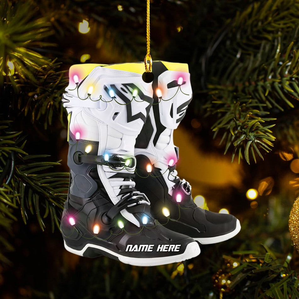 Personalized Ornament Motocross Boots Custom Shaped Ornament, Made By Acrylic And The 2 Sides Are The Same H2511