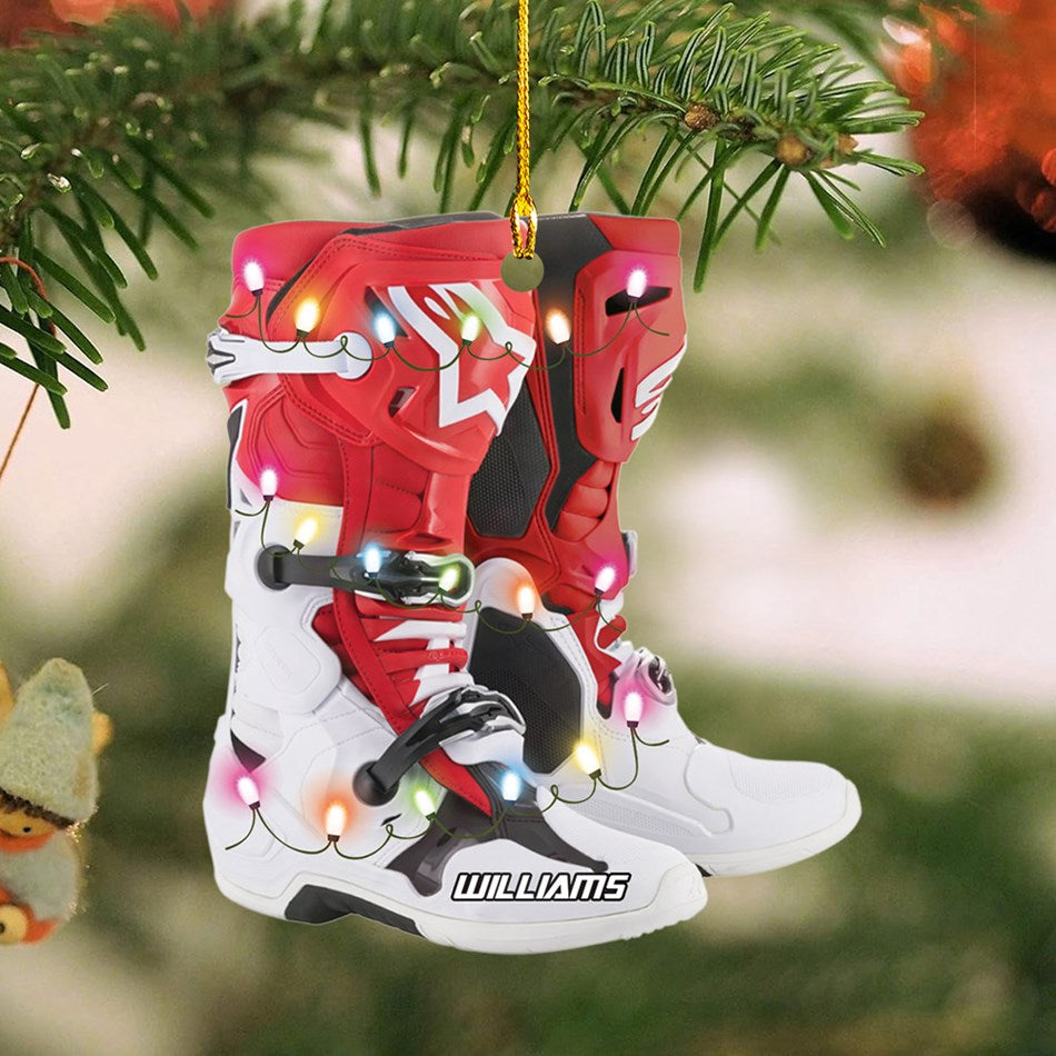 Personalized Ornament Motocross Boots Custom Shaped Ornament, Made By Acrylic And The 2 Sides Are The Same H2511
