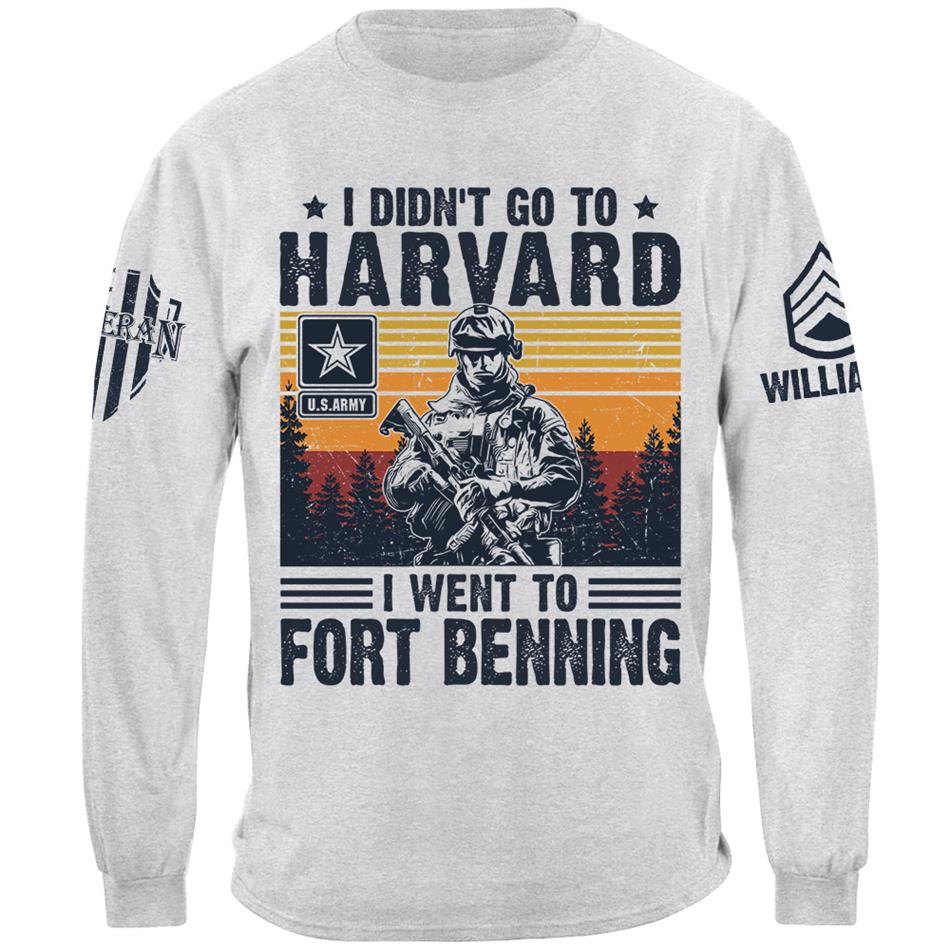 I Didn't Go To Harvard I Went to Military Base Vintage Personalized Shirt For US Military Veteran H2511 Trna