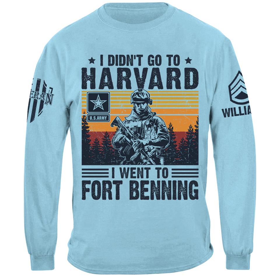 I Didn't Go To Harvard I Went to Military Base Vintage Personalized Shirt For US Military Veteran H2511 Trna