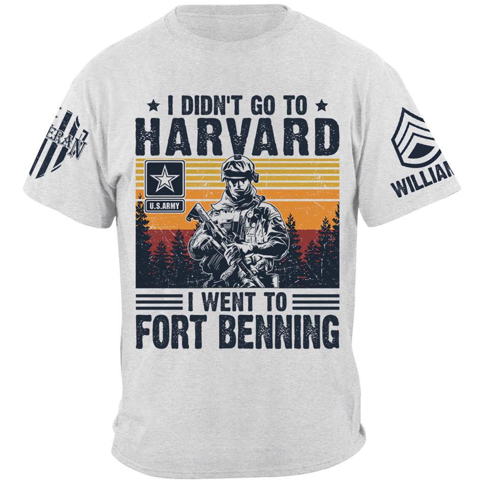 I Didn't Go To Harvard I Went to Military Base Vintage Personalized Shirt For US Military Veteran H2511 Trna
