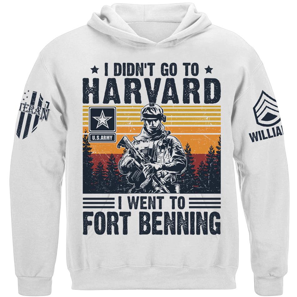 I Didn't Go To Harvard I Went to Military Base Vintage Personalized Shirt For US Military Veteran H2511 Trna