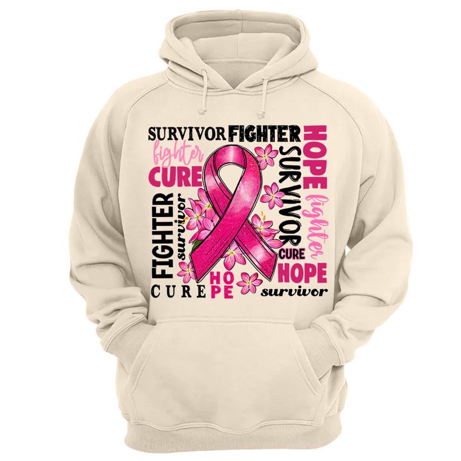 Survivor Fighter Hope Cure Breast Cancer Ribbon Shirt H2511 Trna